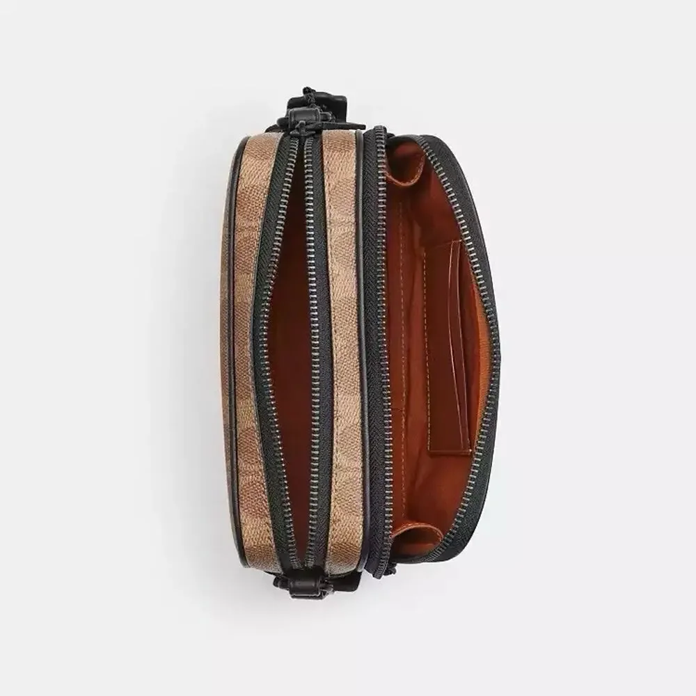 NWT Coach Colton Crossbody Bag 19 In Signature Canvas CET55 Tan Black